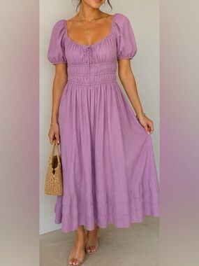 1.STATE Lavender Puff Sleeve Midi Dress Size M